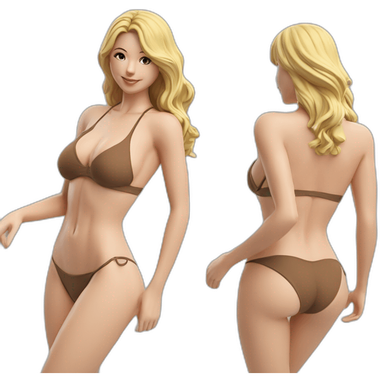 Sexy pose soft-fit Caucasian woman bikini (beach body) bed emoji