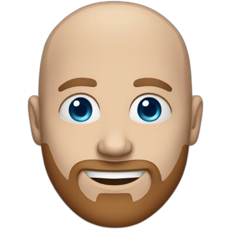 Friendly bald white man with blue eyes and short brown beard emoji