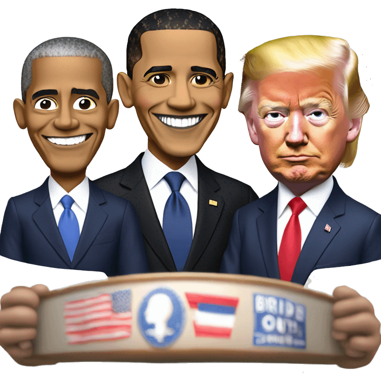 Barack Obama with Joe Biden and Donald Trump make sure to make Joe Biden correctly emoji