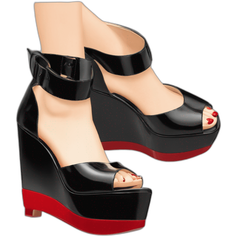 WEDGE heel LOUBOUTIN black leather PATENT emoji