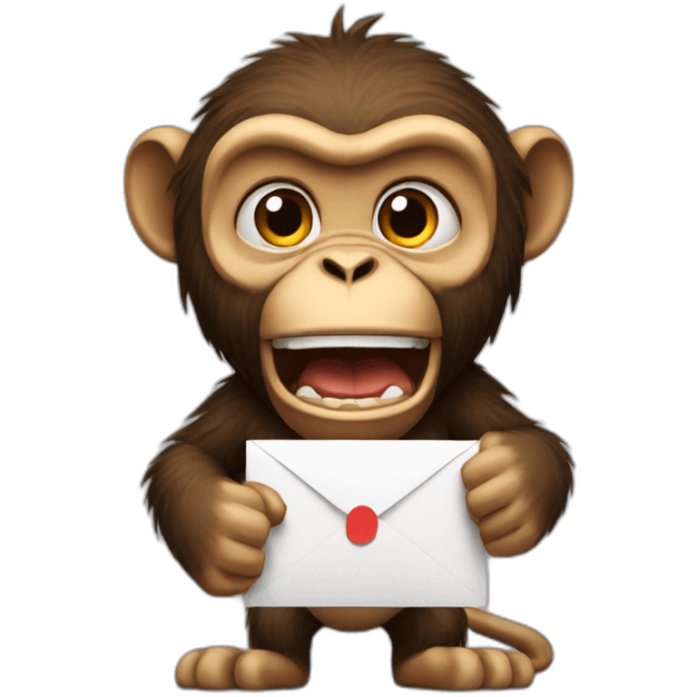 Angry monkey delivering letter emoji