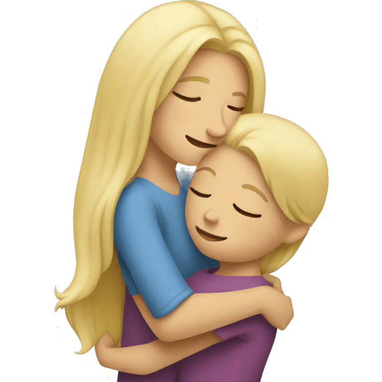 blonde woman hugging child emoji