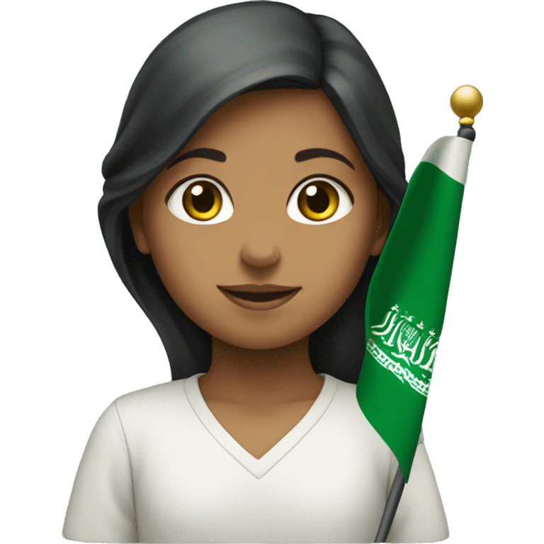 Girl raising the Saudi flag emoji