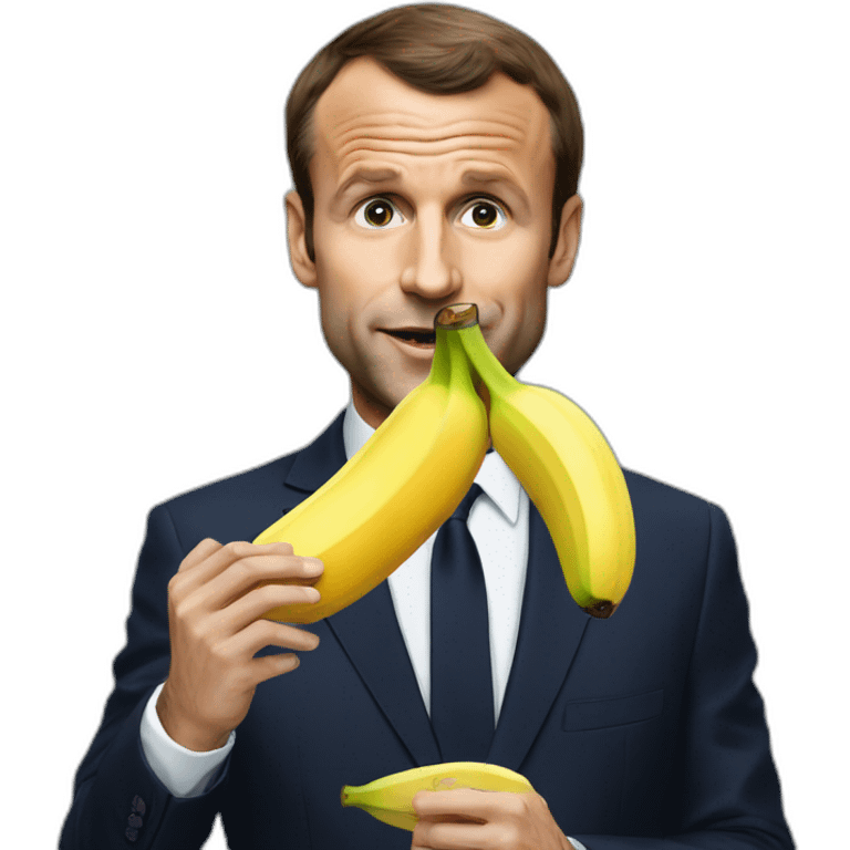 Macron qui mange une banane emoji