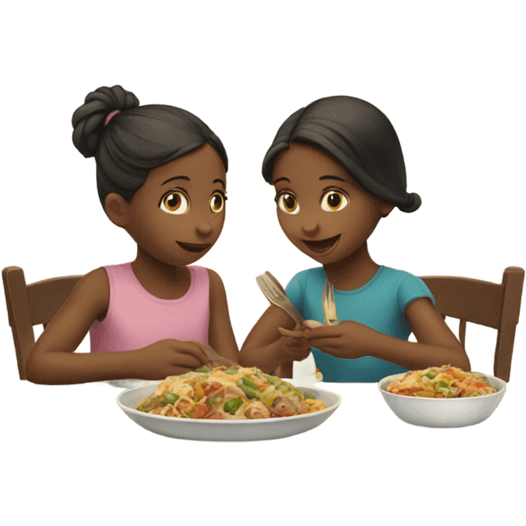 Siblings eating together  emoji