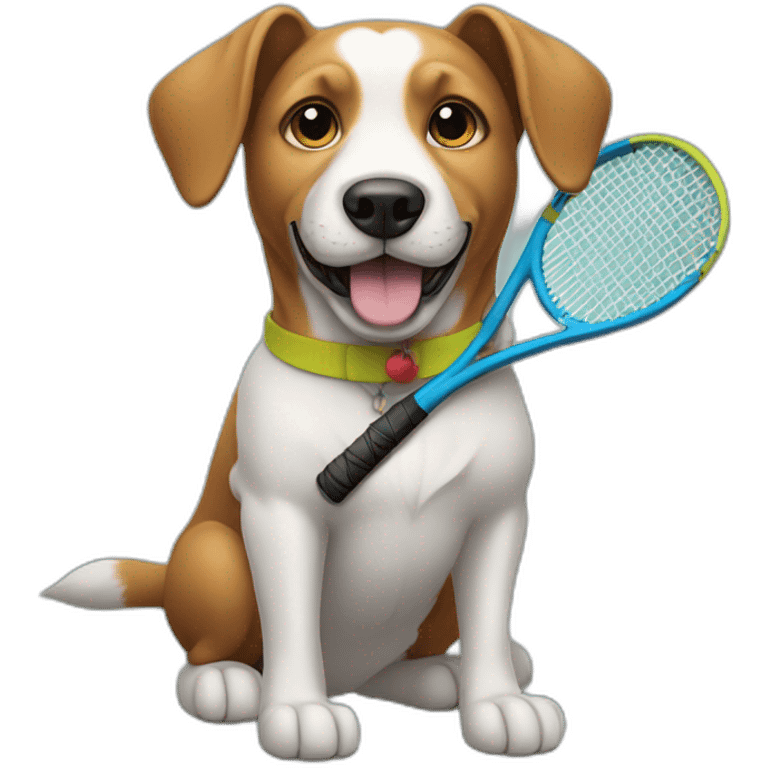 Dog with a tennis racket in his right paw emoji