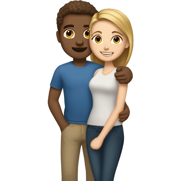 A guy and a girl light-skinned brown-haired hugging emoji