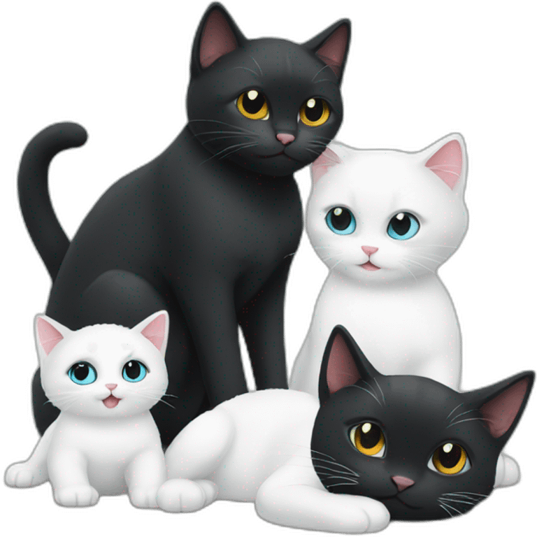 black cat in love with white cat  emoji