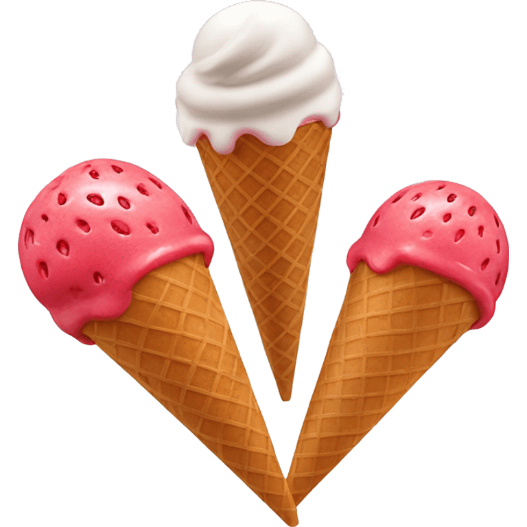 Two strawberry ice cream scoops in a cone emoji