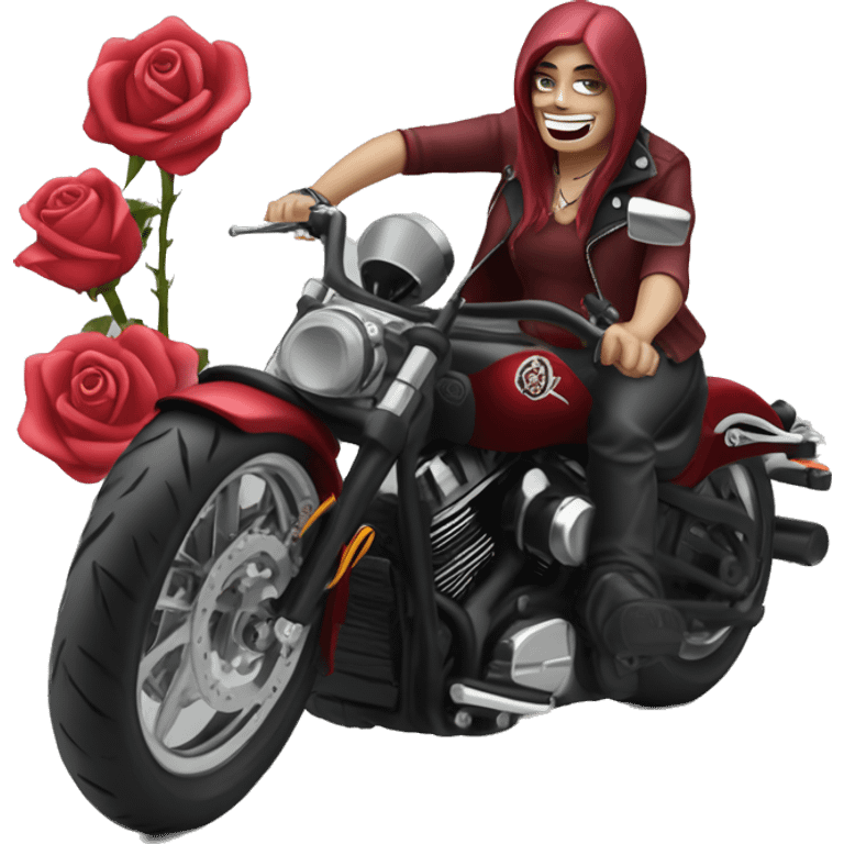 Rose rouge avec une harley davison emoji