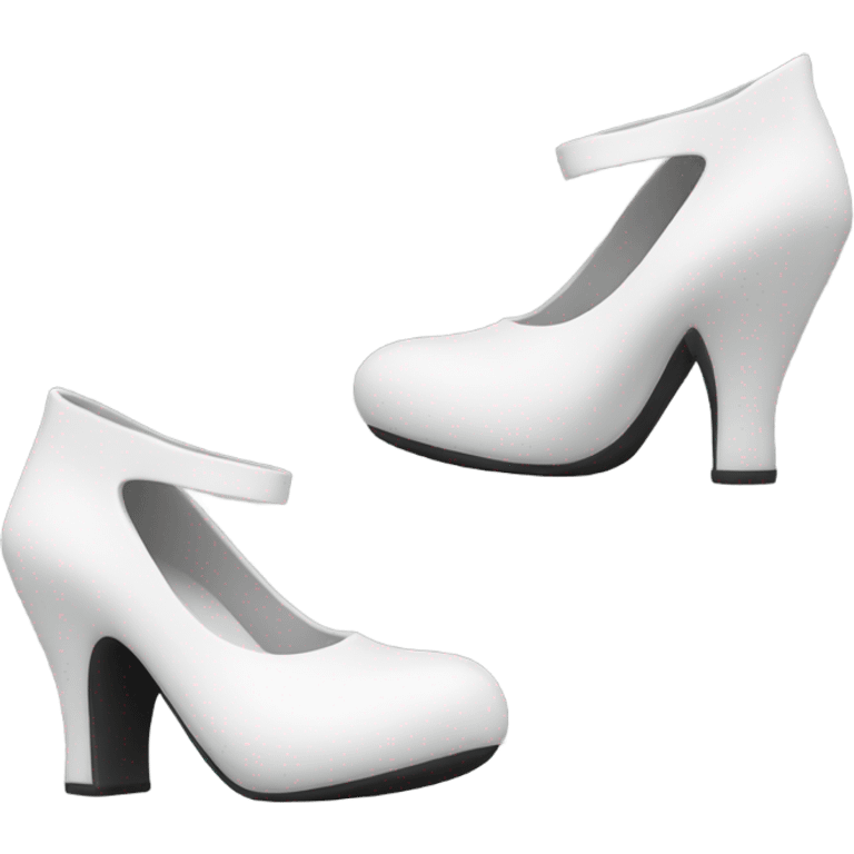 white latex mid heel shoe front and back view emoji