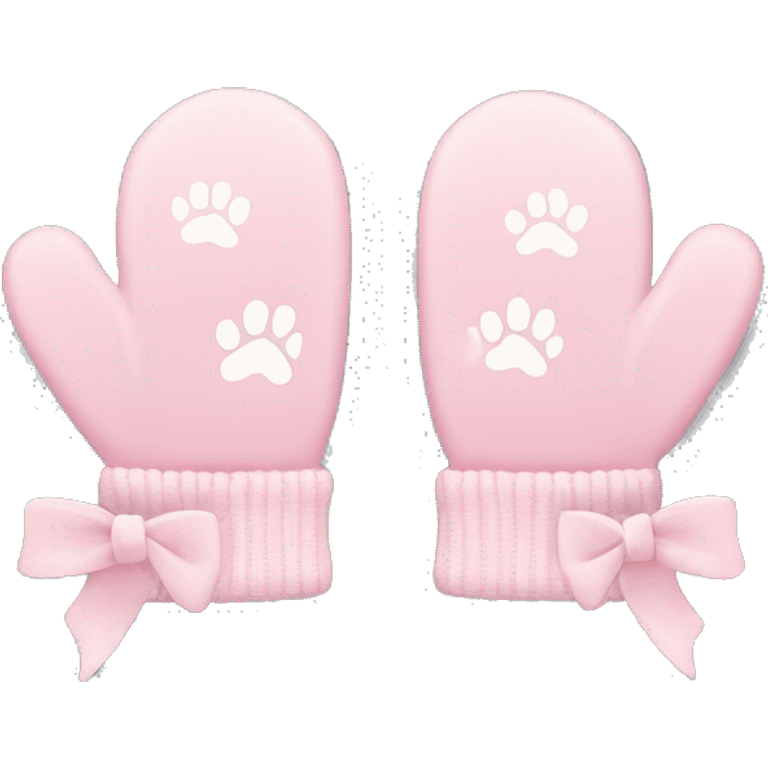 pale pink mittens with paw print and pale pink bow emoji