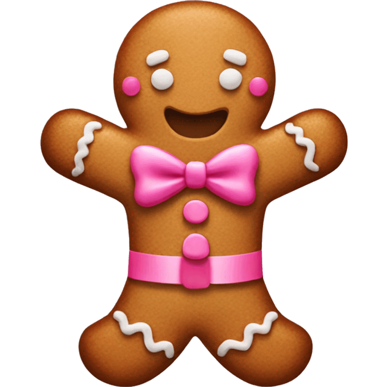 gingerbread man with pink bow emoji