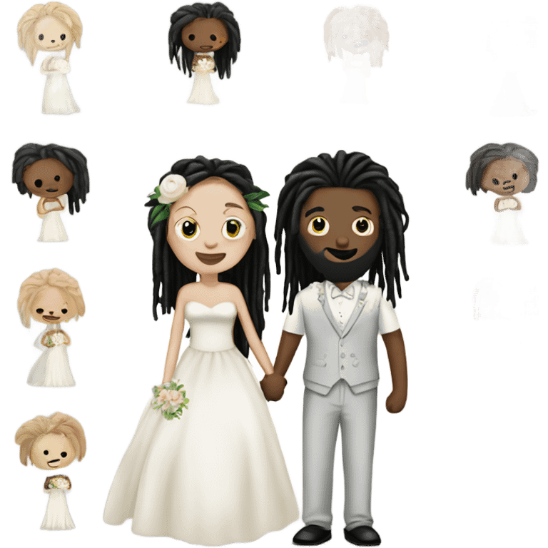 Plus size couple wedding pale with dreads emoji