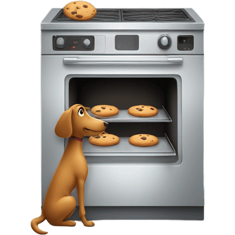 dog putting cookies in the oven emoji