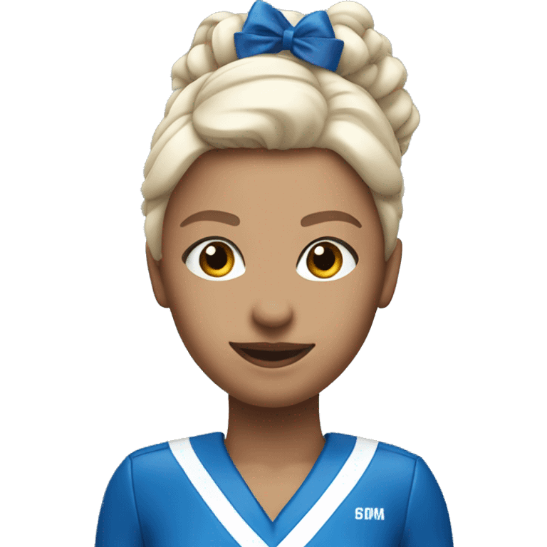 A cheerleader in a blue suit with white and blue pompoms emoji