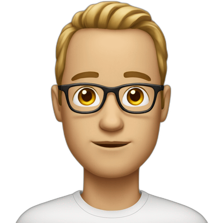 white male with a big forehead, glasses and slight stubble emoji