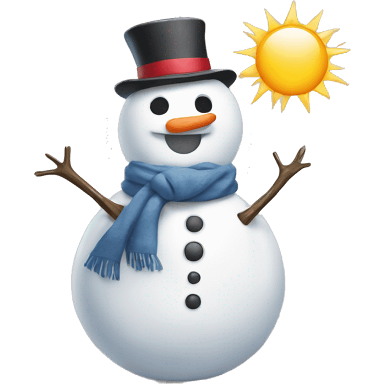 Snowman in love + sun  emoji