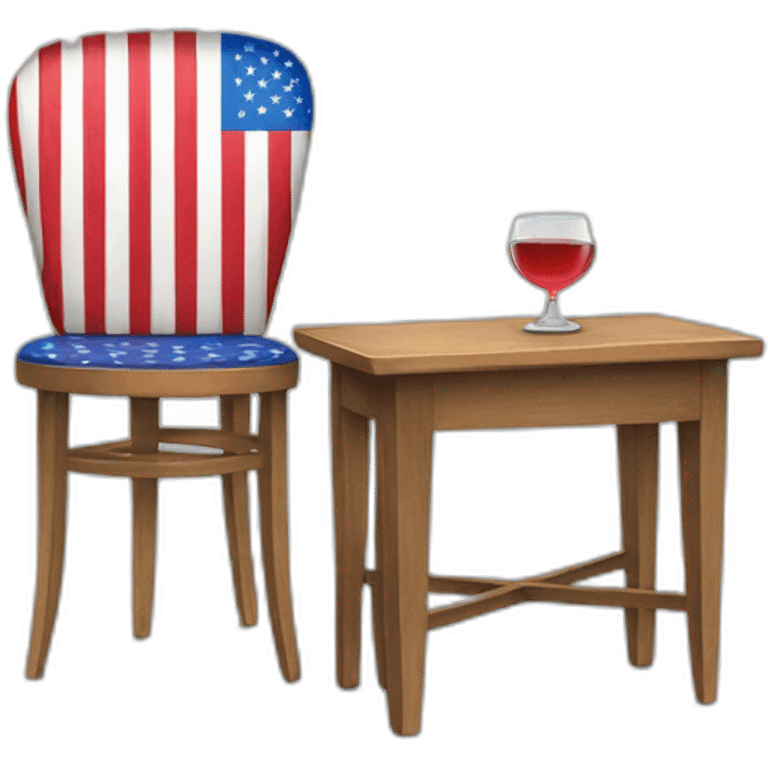 Chair and table with American flag  emoji