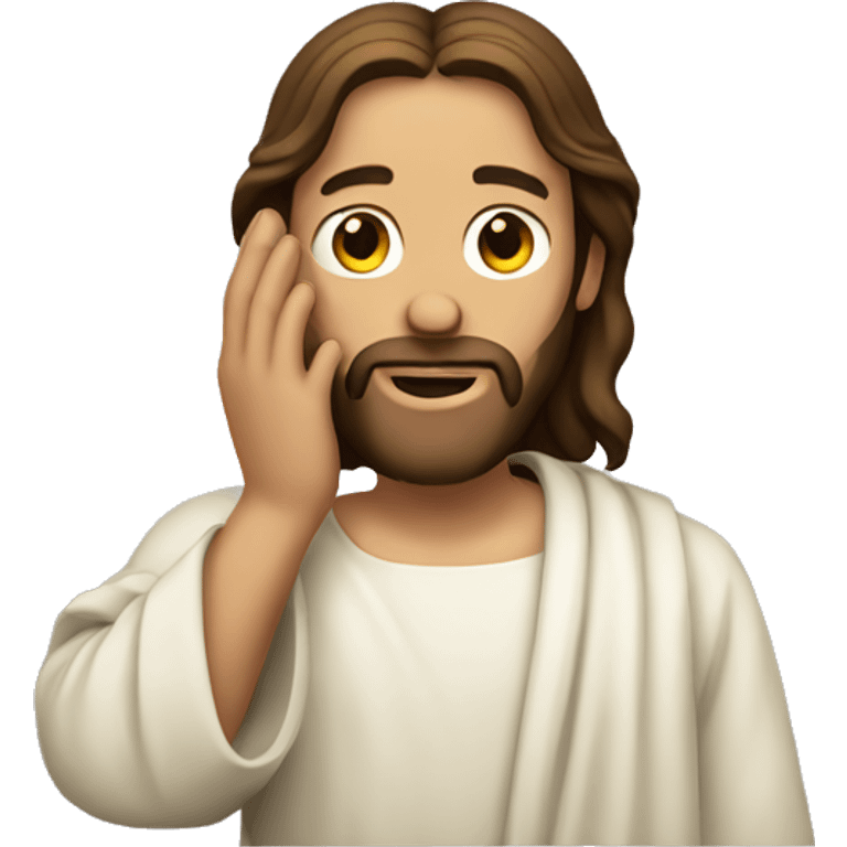 jesus listening with hand over ear emoji