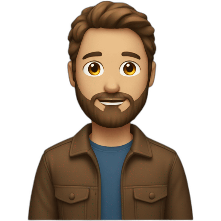 A 35 man with beard and mid hair in brown color. He has also bear and surfer aspect emoji