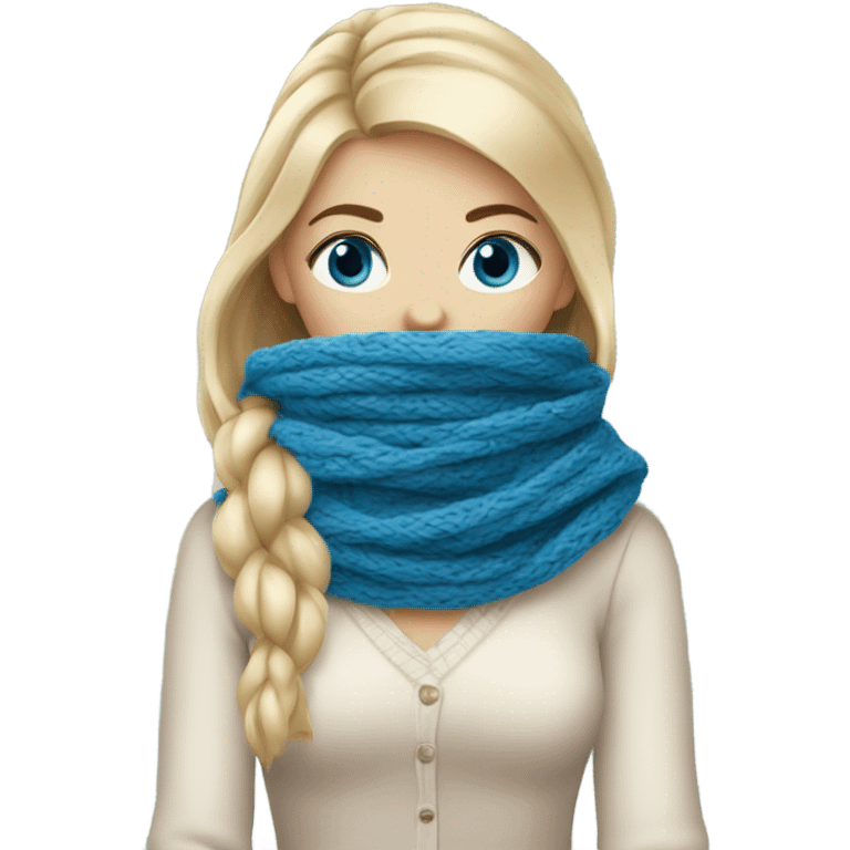 beautiful finnish blonde woman with blue eyes knitting floral scarf emoji