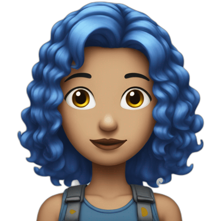 girl with a blue hair look stupid emoji