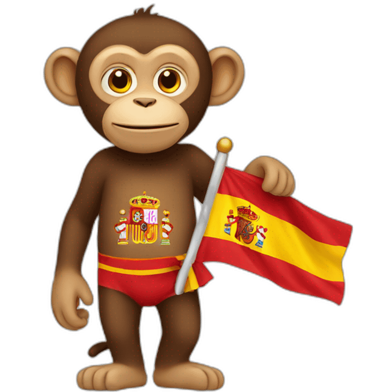 A monkey holding Spain flag emoji