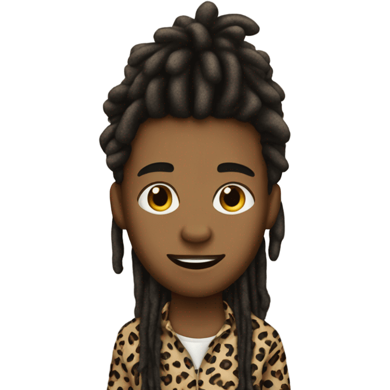 dreadlocked boy in leopard print emoji