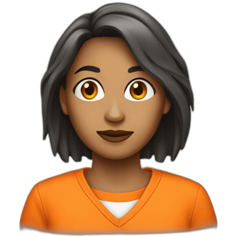 female prisoner in orange jumpsuit mugshot emoji