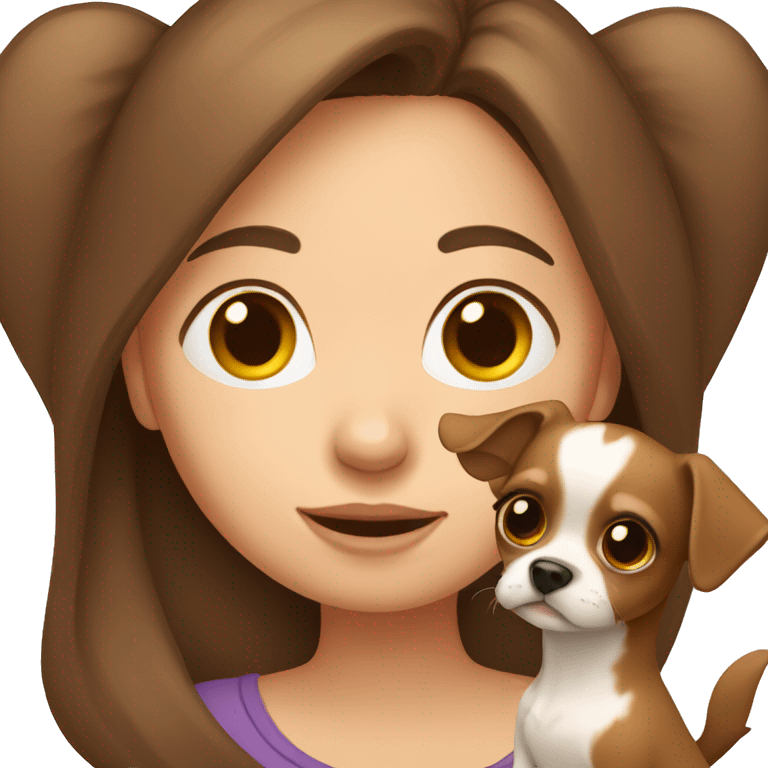 Brown hair girl holding chihuahua emoji