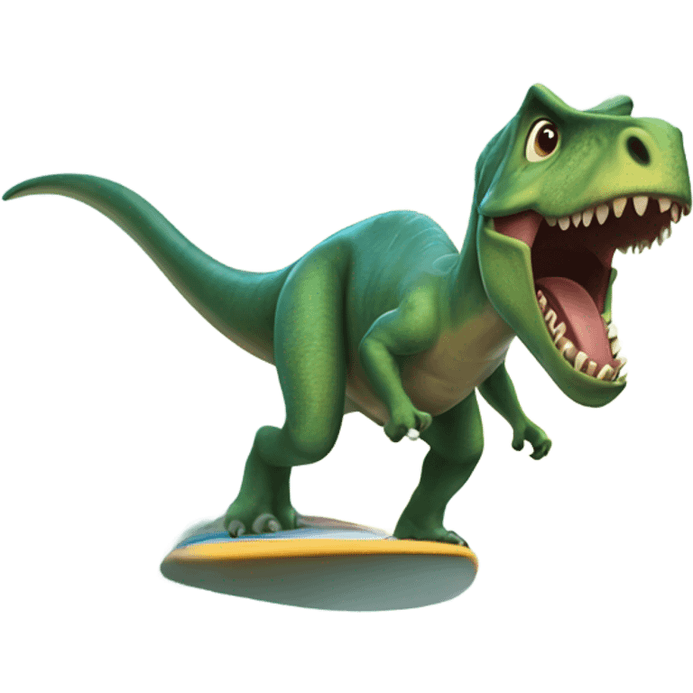 Un dinosaurio haciendo surf emoji