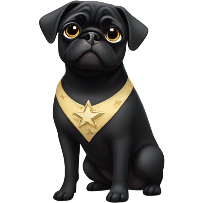 Black pug a Jewish star dress emoji