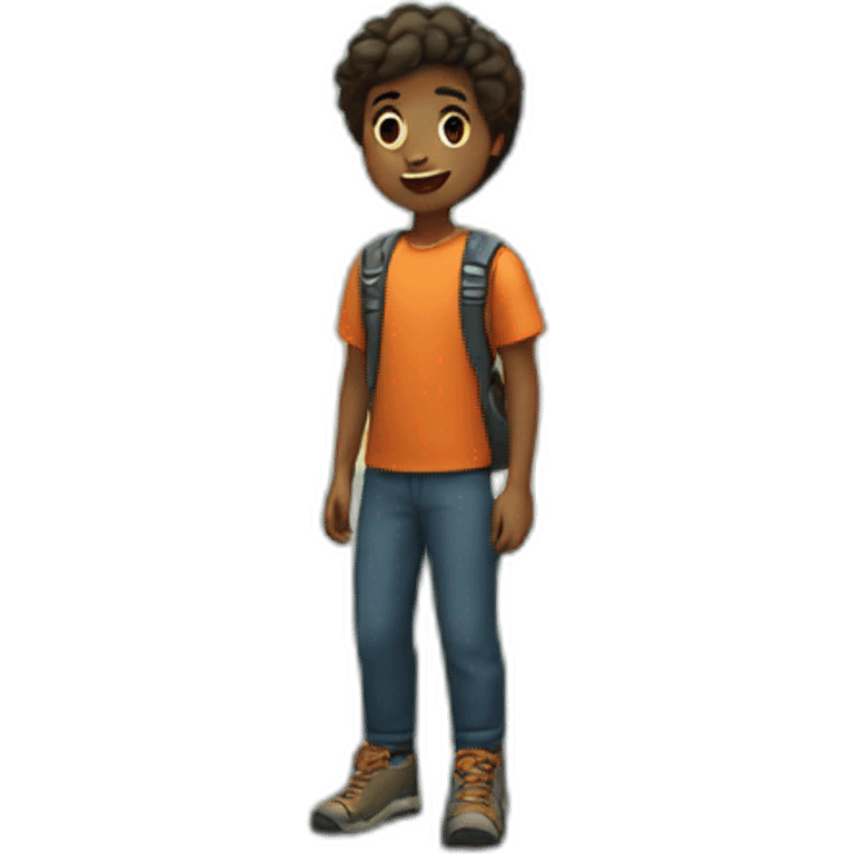 A boy standing on mountain  emoji