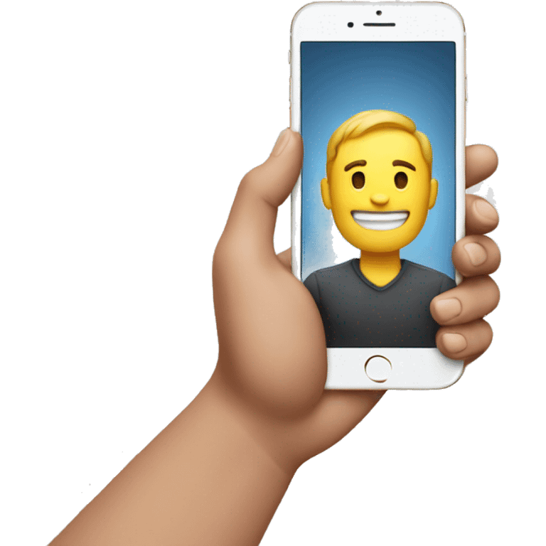 Iphone in hand of men  emoji