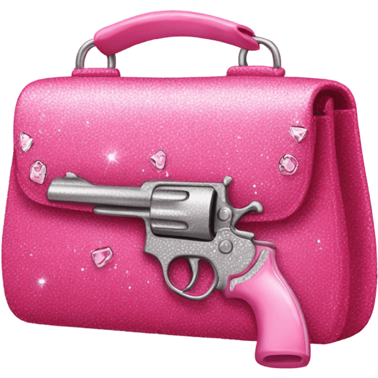 Pink purse with gun and glitter  emoji