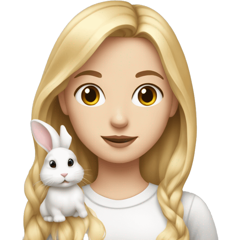 Blonde white girl with a white and brown bunny emoji