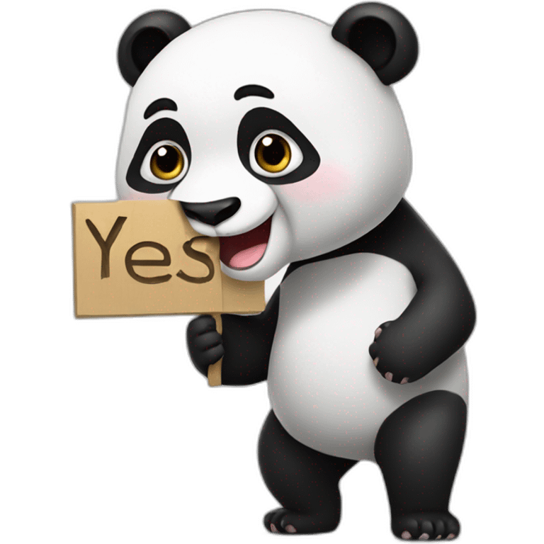 Panda holding a sign that says YES emoji