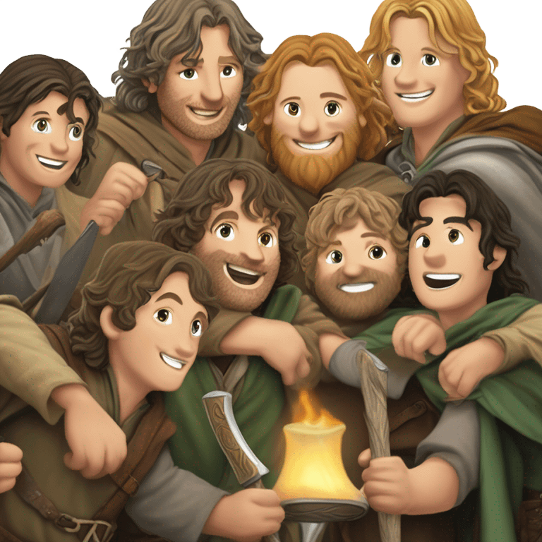 The fellowship of the ring celebrating emoji