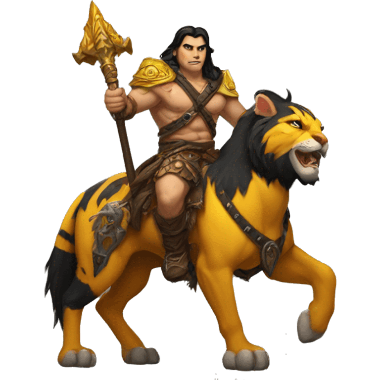 diablo 4 black-haired male barbarian on yellow tiger mount emoji