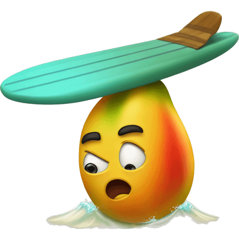 Angry mango riding a surfboard emoji