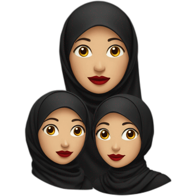 three-malay-women-wearing-black-hijab-with-red-lipstick emoji