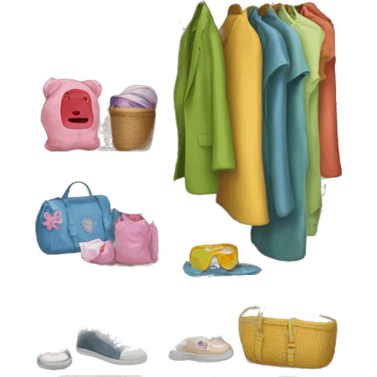 wardrobe with children's things emoji