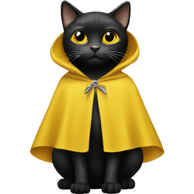 A cat in a black and yellow cape emoji