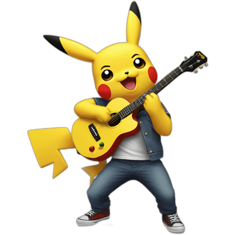 Pikachu guitar play emoji