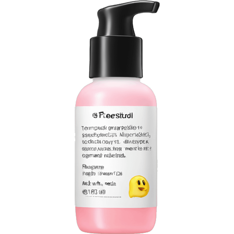 tiny facial exfoliant liquid bottle with label emoji