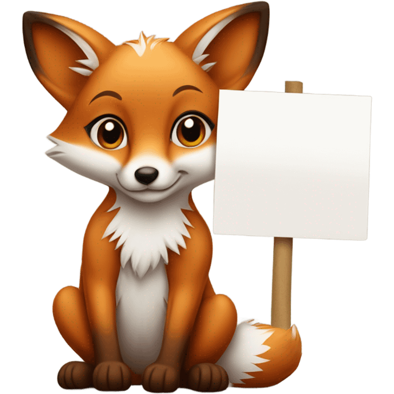 Baby fox with a blank sign emoji