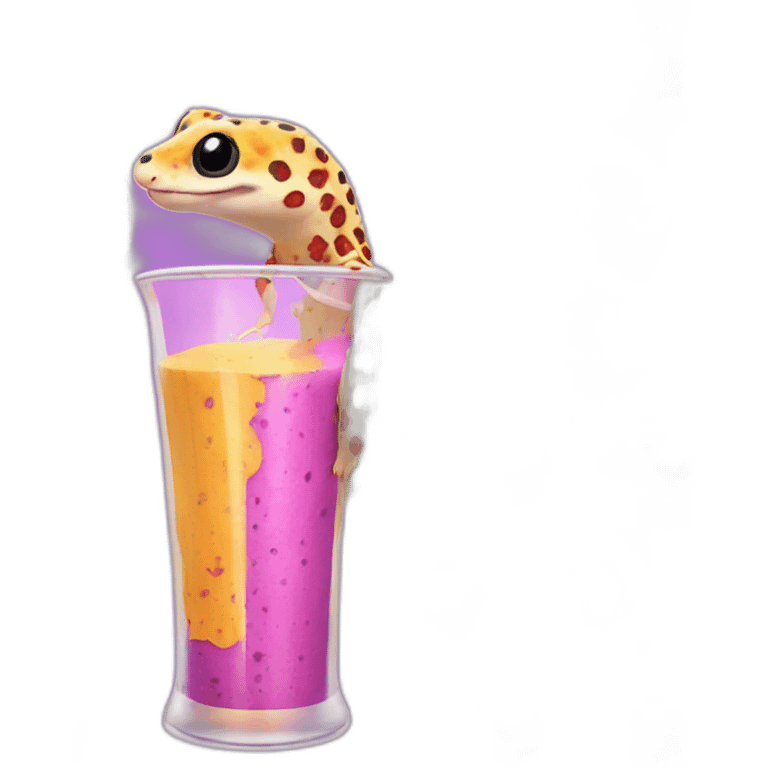 orange leopard gecko with purple spots with smoothie emoji