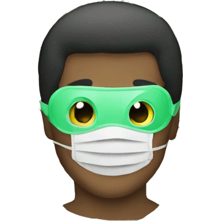 man wearing eye mask made of money emoji