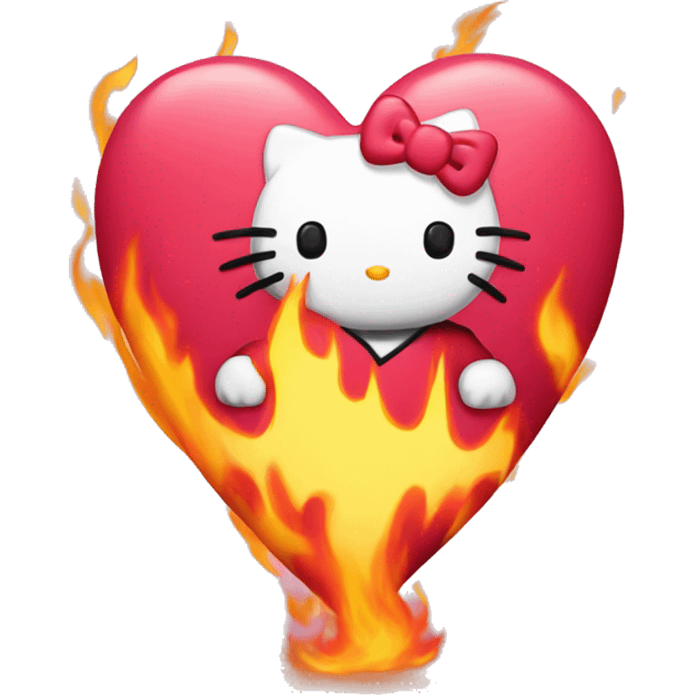 hello kitty heart with fire emoji